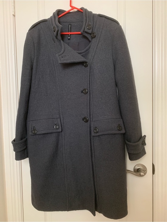 W118 by Walter Baker Jackets & Blazers - W118 by Walter Baker Wool Blend Coat Gray Asymmetrical Button Front Jacket